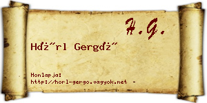 Hörl Gergő névjegykártya